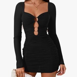 Elegant Black Ruched Dress